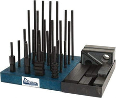 Gibraltar - 50 Piece Fixturing Step Block & Clamp Set with 1" Step Block, 7/16" T-Slot, 3/8-16 Stud Thread - 11/16" Nut Width, 3, 4, 5, 6, 7 & 8" Stud Lengths - Industrial Tool & Supply