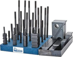 Gibraltar - 50 Piece Fixturing Step Block & Clamp Set with 1" Step Block, 1/2" T-Slot, 3/8-16 Stud Thread - 7/8" Nut Width, 3, 4, 5, 6, 7 & 8" Stud Lengths - Industrial Tool & Supply