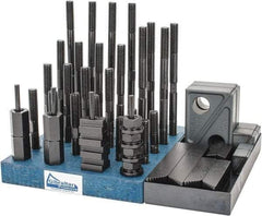 Gibraltar - 50 Piece Fixturing Step Block & Clamp Set with 1" Step Block, 5/8" T-Slot, 1/2-13 Stud Thread - 1" Nut Width, 3, 4, 5, 6, 7 & 8" Stud Lengths - Industrial Tool & Supply