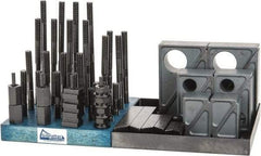 Gibraltar - 50 Piece Fixturing Step Block & Clamp Set with 1-1/2" Step Block, 9/16" T-Slot, 1/2-13 Stud Thread - 7/8" Nut Width, 3, 4, 5, 6, 7 & 8" Stud Lengths - Industrial Tool & Supply