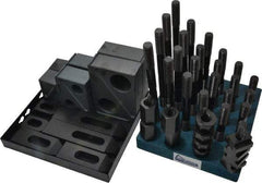 Gibraltar - 50 Piece Fixturing Step Block & Clamp Set with 1-1/2" Step Block, 11/16" T-Slot, 5/8-11 Stud Thread - 1-1/8" Nut Width, 3, 4, 5, 6, 7 & 8" Stud Lengths - Industrial Tool & Supply