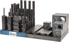 Gibraltar - 50 Piece Fixturing Step Block & Clamp Set with 1-1/2" Step Block, 7/8" T-Slot, 3/4-10 Stud Thread - 1-1/2" Nut Width, 3, 4, 5, 6, 7 & 8" Stud Lengths - Industrial Tool & Supply