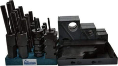 Gibraltar - 50 Piece Fixturing Step Block & Clamp Set with 1-1/2" Step Block, 1" T-Slot, 3/4-10 Stud Thread - 1-5/8" Nut Width, 3, 4, 5, 6, 7 & 8" Stud Lengths - Industrial Tool & Supply