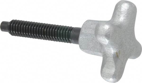 Gibraltar - 5/16-18 Lobed Shoulder Dog Point Tip Steel Thumb Screw - 2-5/8" OAL, 1-1/2" Head Diam x 7/8" Head Height, Black Oxide Finish - Industrial Tool & Supply