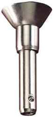Jergens - 3/8" Diam, 4" Usable Length, Button Handle, Push Button Quick Release Pin - 5-13/32" Overall Length, Grade 17-4 Stainless Steel, Passivated Finish - Industrial Tool & Supply