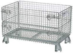 Nashville Wire - 32" Long x 20" Wide x 16" High Steel Basket-Style Bulk Folding Wire Mesh Container - 1,000 Lb. Load Capacity - Industrial Tool & Supply
