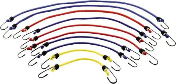 Erickson Manufacturing - Bungee Cord with S Hook - 18, 24, 30, 36" OAL, Red/Blue/Green/Yellow - Industrial Tool & Supply