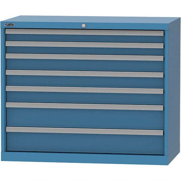 LISTA - 7 Drawer, 84 Compartment Bright Blue Steel Modular Storage Cabinet - Industrial Tool & Supply