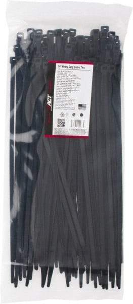Made in USA - 15.093" Long Black Nylon Standard Cable Tie - 120 Lb Tensile Strength, 1.93mm Thick, 103.19mm Max Bundle Diam - Industrial Tool & Supply