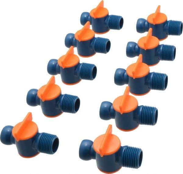 Loc-Line - 10 Piece, 1/2" ID Coolant Hose NPT Valve - Male to Female Connection, Acetal Copolymer Body, 1/2 NPT, Use with Loc-Line Modular Hose Systems - Industrial Tool & Supply