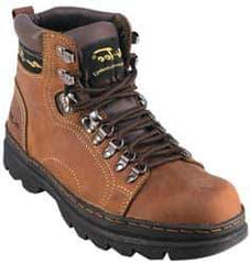 Advanced Technology Products - Size 8 Plain Work Boot - Brown, Leather Upper, 6" High, Non-Slip - Industrial Tool & Supply