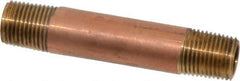Merit Brass - 2" Long, 1/8" Pipe Threaded Brass Pipe Nipple - BSPT Thread, Red Brass - Industrial Tool & Supply