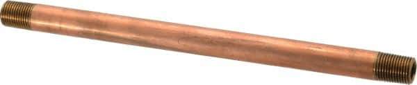 Merit Brass - 6" Long, 1/8" Pipe Threaded Brass Pipe Nipple - BSPT Thread, Red Brass - Industrial Tool & Supply
