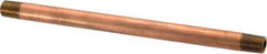 Merit Brass - 6" Long, 1/8" Pipe Threaded Brass Pipe Nipple - BSPT Thread, Red Brass - Industrial Tool & Supply