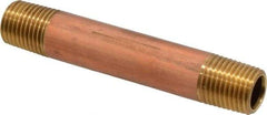 Merit Brass - 3" Long, 1/4" Pipe Threaded Brass Pipe Nipple - BSPT Thread, Red Brass - Industrial Tool & Supply