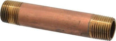 Merit Brass - 4" Long, 1/2" Pipe Threaded Brass Pipe Nipple - BSPT Thread, Red Brass - Industrial Tool & Supply