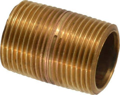 Merit Brass - 1-3/8" Long, 3/4" Pipe Threaded Brass Pipe Nipple - BSPT Thread, Red Brass - Industrial Tool & Supply