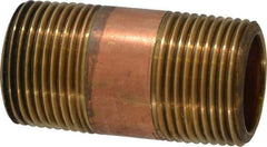 Merit Brass - 2" Long, 3/4" Pipe Threaded Brass Pipe Nipple - BSPT Thread, Red Brass - Industrial Tool & Supply