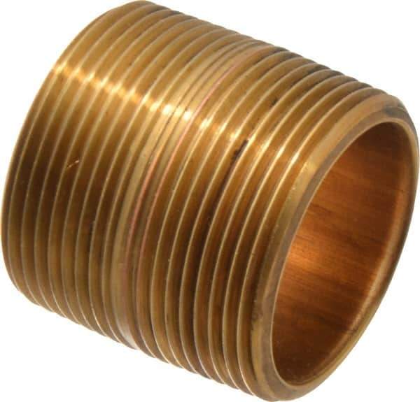 Merit Brass - 1-3/4" Long, 1-1/2" Pipe Threaded Brass Pipe Nipple - BSPT Thread, Red Brass - Industrial Tool & Supply
