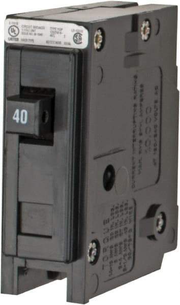 Eaton Cutler-Hammer - 40 Amp, 120/240 VAC, 24 VDC, 48 VDC, 80 VDC, 1 Pole, Plug In Miniature Circuit Breaker - Thermal Magnetic Trip, 14-4 AWG, 2-3/8 Inch Deep x 2-15/16 Inch High x 1 Inch Wide - Industrial Tool & Supply