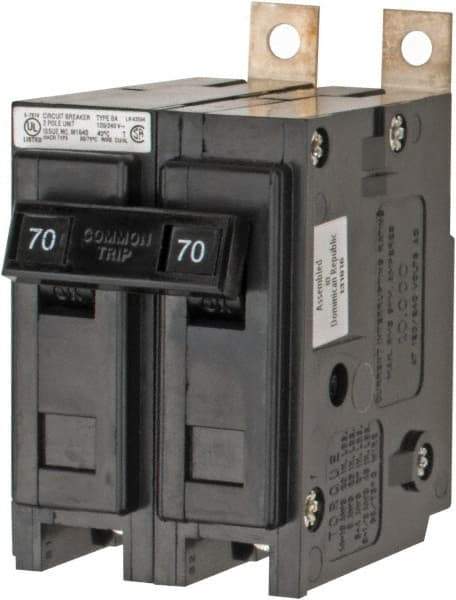 Eaton Cutler-Hammer - 70 Amp, 120/240 VAC, 24 VDC, 48 VDC, 80 VDC, 2 Pole, Bolt On Miniature Circuit Breaker - Thermal Magnetic Trip, 8-1/0 AWG, 2-3/8 Inch Deep x 2-15/16 Inch High x 2 Inch Wide - Industrial Tool & Supply
