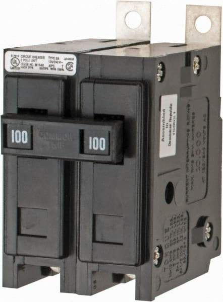 Eaton Cutler-Hammer - 100 Amp, 120/240 VAC, 24 VDC, 48 VDC, 80 VDC, 2 Pole, Bolt On Miniature Circuit Breaker - Thermal Magnetic Trip, 8-1/0 AWG, 2-3/8 Inch Deep x 2-15/16 Inch High x 2 Inch Wide - Industrial Tool & Supply