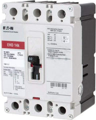Eaton Cutler-Hammer - 50 Amp, 250 VDC, 480 VAC, 3 Pole, Molded Case Circuit Breaker - Thermal Magnetic Trip, 18 kA at 240 VAC Breaking Capacity, 14-1/0 AWG, 3-3/8 Inch Deep x 6 Inch High x 4-1/8 Inch Wide - Industrial Tool & Supply