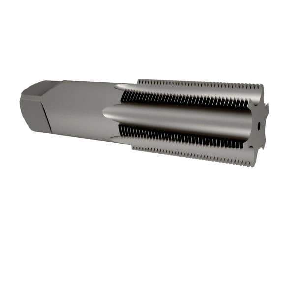 Interstate - 2-1/2 - 8 UNS 6 Flute Bright Finish High Speed Steel Straight Flute Standard Hand Tap - Plug, Right Hand Thread, 8-3/4" OAL, 4" Thread Length, H6 Limit, Oversize - Exact Industrial Supply