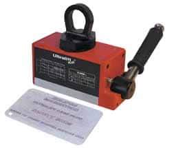 Eclipse - 1,100 Lb Load Capacity, Magnetic Lifter - 9-7/8" High x 4-7/8" Wide, 2 Poles, For Use with Flats & Rounds - Industrial Tool & Supply
