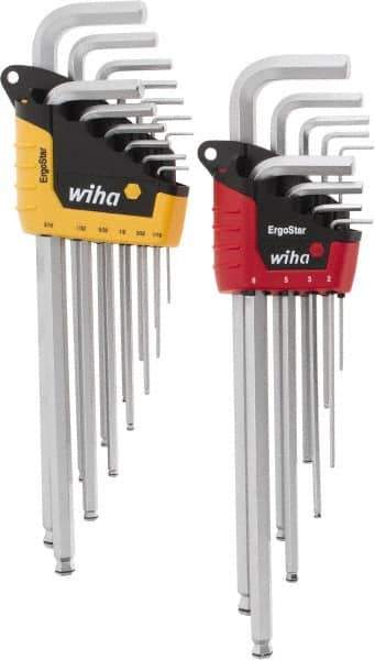 Wiha - 22 Piece L-Key Combo Hex Key Set - Hex Range 1/2 to 3/8", Chrome Vanadium Molybdenum - Industrial Tool & Supply