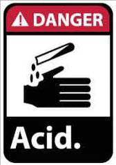 NMC - "Danger - Acid", 14" Long x 10" Wide, Rigid Plastic Safety Sign - Rectangle, 0.05" Thick, Use for Hazardous Materials - Industrial Tool & Supply