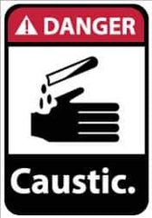 NMC - "Danger - Caustic", 14" Long x 10" Wide, Rigid Plastic Safety Sign - Rectangle, 0.05" Thick, Use for Hazardous Materials - Industrial Tool & Supply