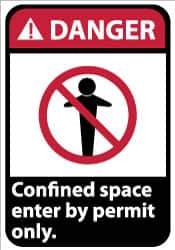 NMC - "Danger - Confined Space - Enter by Permit Only", 14" Long x 10" Wide, Rigid Plastic Safety Sign - Rectangle, 0.05" Thick, Use for Accident Prevention - Industrial Tool & Supply