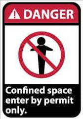 NMC - "Danger - Confined Space - Enter by Permit Only", 14" Long x 10" Wide, Rigid Plastic Safety Sign - Rectangle, 0.05" Thick, Use for Accident Prevention - Industrial Tool & Supply