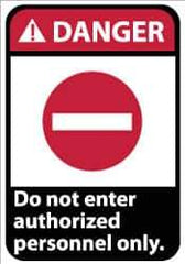 NMC - "Danger - Do Not Enter - Authorized Personnel Only", 14" Long x 10" Wide, Pressure-Sensitive Vinyl Safety Sign - Rectangle, 0.004" Thick, Use for Security & Admittance - Industrial Tool & Supply