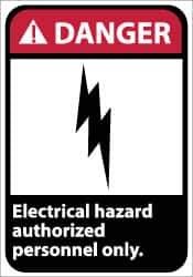 NMC - "Danger - Electrical Hazard - Authorized Personnel Only", 14" Long x 10" Wide, Pressure-Sensitive Vinyl Safety Sign - Rectangle, 0.004" Thick, Use for Accident Prevention - Industrial Tool & Supply