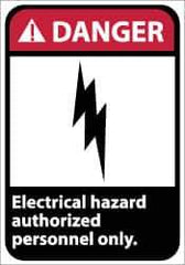 NMC - "Danger - Electrical Hazard - Authorized Personnel Only", 14" Long x 10" Wide, Pressure-Sensitive Vinyl Safety Sign - Rectangle, 0.004" Thick, Use for Accident Prevention - Industrial Tool & Supply
