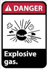 NMC - "Danger - Explosive Gas", 14" Long x 10" Wide, Pressure-Sensitive Vinyl Safety Sign - Rectangle, 0.004" Thick, Use for Accident Prevention - Industrial Tool & Supply