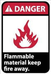 NMC - "Danger - Flammable Material - Keep Fire Away", 14" Long x 10" Wide, Pressure-Sensitive Vinyl Safety Sign - Rectangle, 0.004" Thick, Use for Hazardous Materials - Industrial Tool & Supply