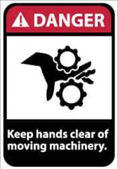 NMC - "Danger - Keep Hands Clear of Moving Machinery", 14" Long x 10" Wide, Rigid Plastic Safety Sign - Rectangle, 0.05" Thick, Use for Accident Prevention - Industrial Tool & Supply