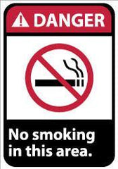NMC - "Danger - No Smoking in This Area", 14" Long x 10" Wide, Rigid Plastic Safety Sign - Rectangle, 0.05" Thick, Use for Accident Prevention - Industrial Tool & Supply