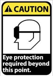 NMC - "Caution - Eye Protection Required Beyond This Point", 14" Long x 10" Wide, Pressure-Sensitive Vinyl Safety Sign - Rectangle, 0.004" Thick, Use for Accident Prevention - Industrial Tool & Supply