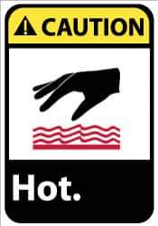 NMC - "Caution - Hot", 14" Long x 10" Wide, Rigid Plastic Safety Sign - Rectangle, 0.05" Thick, Use for Hazardous Materials - Industrial Tool & Supply