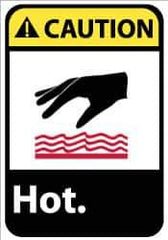 NMC - "Caution - Hot", 14" Long x 10" Wide, Pressure-Sensitive Vinyl Safety Sign - Rectangle, 0.004" Thick, Use for Hazardous Materials - Industrial Tool & Supply