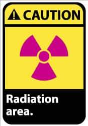 NMC - "Caution - Radiation Area", 14" Long x 10" Wide, Pressure-Sensitive Vinyl Safety Sign - Rectangle, 0.004" Thick, Use for Accident Prevention - Industrial Tool & Supply