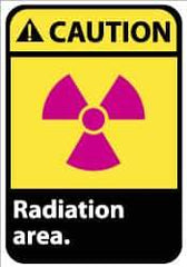 NMC - "Caution - Radiation Area", 14" Long x 10" Wide, Pressure-Sensitive Vinyl Safety Sign - Rectangle, 0.004" Thick, Use for Accident Prevention - Industrial Tool & Supply