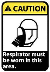 NMC - "Caution - Respirator Must Be Worn in This Area", 14" Long x 10" Wide, Rigid Plastic Safety Sign - Rectangle, 0.05" Thick, Use for Accident Prevention - Industrial Tool & Supply