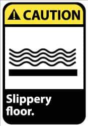 NMC - "Caution - Slippery Floor", 14" Long x 10" Wide, Rigid Plastic Safety Sign - Rectangle, 0.05" Thick, Use for Accident Prevention - Industrial Tool & Supply