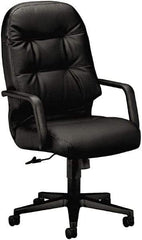 Hon - 25" High Pneumatic Height Adjustable Chair - 22" Wide x 18" Deep, Leather, Memory Foam Seat, Black - Industrial Tool & Supply