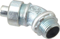 Cooper Crouse-Hinds - 3/8" Trade, Malleable Iron Threaded Angled Liquidtight Conduit Connector - Noninsulated - Industrial Tool & Supply